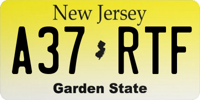 NJ license plate A37RTF