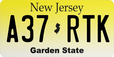 NJ license plate A37RTK