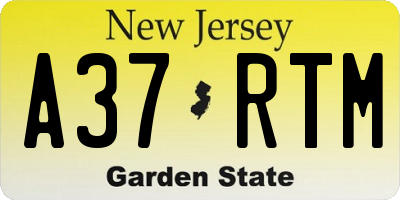 NJ license plate A37RTM