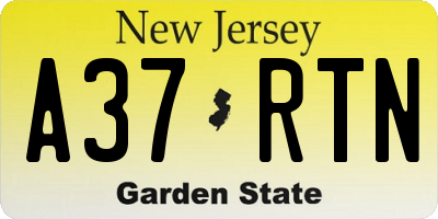NJ license plate A37RTN
