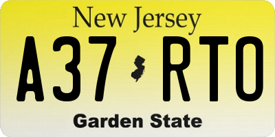 NJ license plate A37RTO