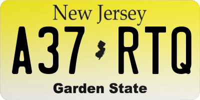 NJ license plate A37RTQ