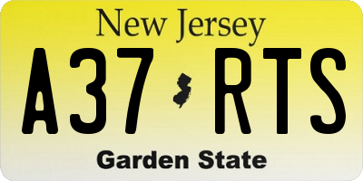 NJ license plate A37RTS