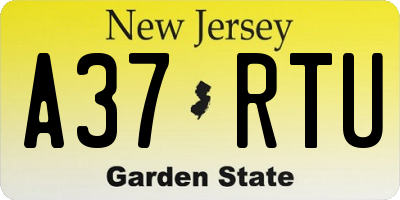 NJ license plate A37RTU