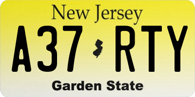 NJ license plate A37RTY