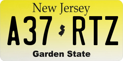 NJ license plate A37RTZ
