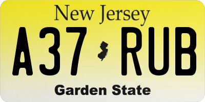 NJ license plate A37RUB