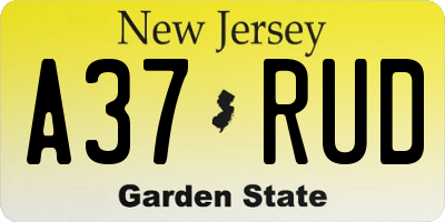 NJ license plate A37RUD