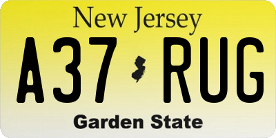 NJ license plate A37RUG