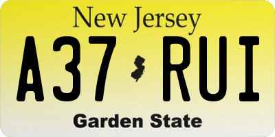 NJ license plate A37RUI