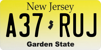 NJ license plate A37RUJ