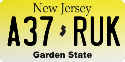 NJ license plate A37RUK