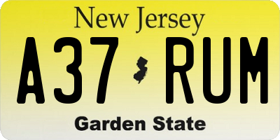 NJ license plate A37RUM