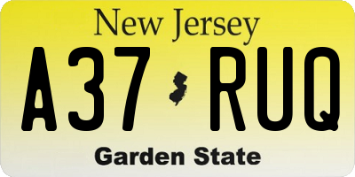 NJ license plate A37RUQ