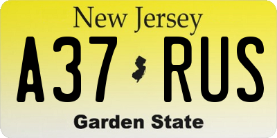 NJ license plate A37RUS