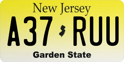 NJ license plate A37RUU