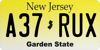 NJ license plate A37RUX