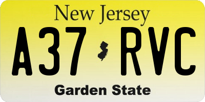 NJ license plate A37RVC