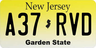 NJ license plate A37RVD