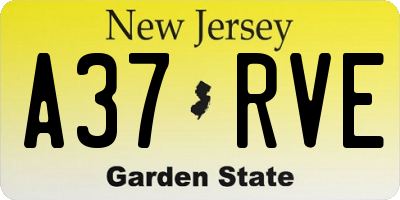 NJ license plate A37RVE