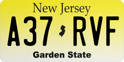 NJ license plate A37RVF