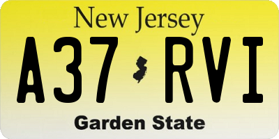NJ license plate A37RVI
