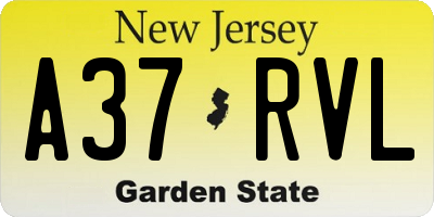 NJ license plate A37RVL