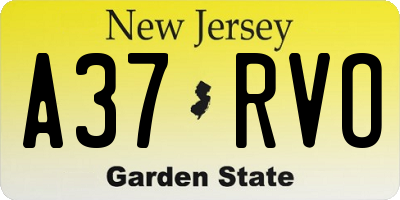 NJ license plate A37RVO