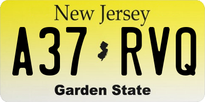 NJ license plate A37RVQ