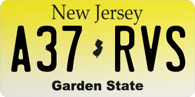 NJ license plate A37RVS