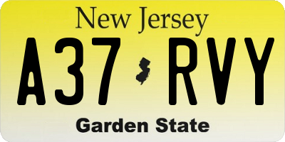 NJ license plate A37RVY