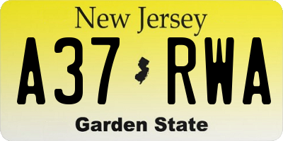 NJ license plate A37RWA