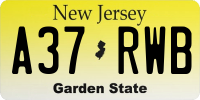 NJ license plate A37RWB