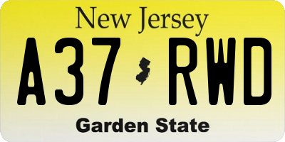 NJ license plate A37RWD