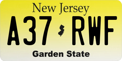 NJ license plate A37RWF