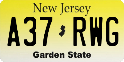 NJ license plate A37RWG