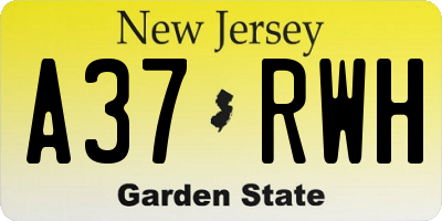 NJ license plate A37RWH