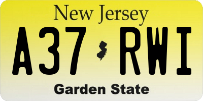 NJ license plate A37RWI