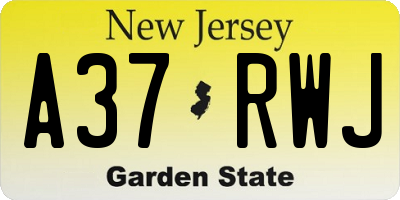 NJ license plate A37RWJ