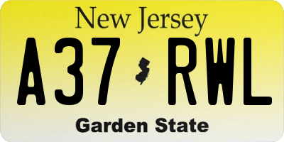 NJ license plate A37RWL