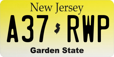 NJ license plate A37RWP