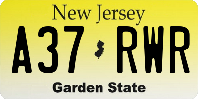 NJ license plate A37RWR