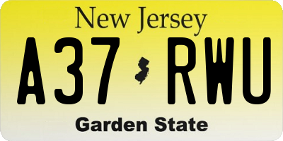 NJ license plate A37RWU