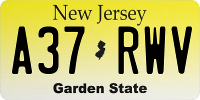 NJ license plate A37RWV