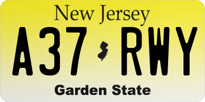 NJ license plate A37RWY
