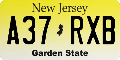 NJ license plate A37RXB
