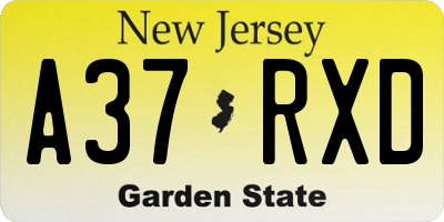 NJ license plate A37RXD