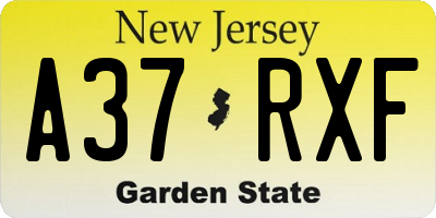 NJ license plate A37RXF