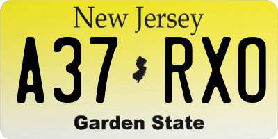 NJ license plate A37RXO