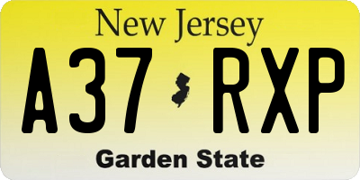 NJ license plate A37RXP